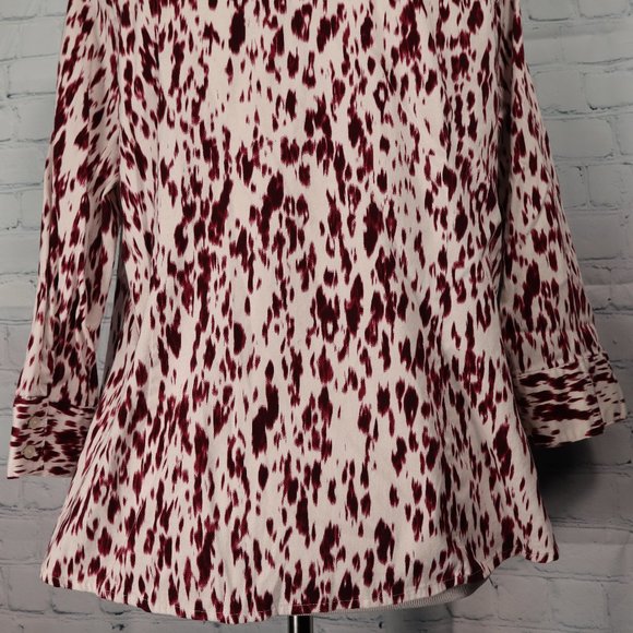 Apt. 9 White and Burgundy Pattern Button Up Shirt, Size 0X - Picture 4 of 4